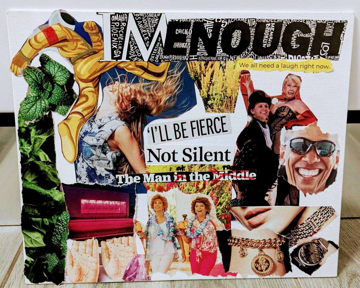 Vision board collage for 2025 with the words I’ll be fierce, Not silent and Enough